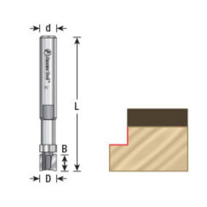 computer rendering showing a diagram of the router bit and how it cuts into the side profile of your wood projects