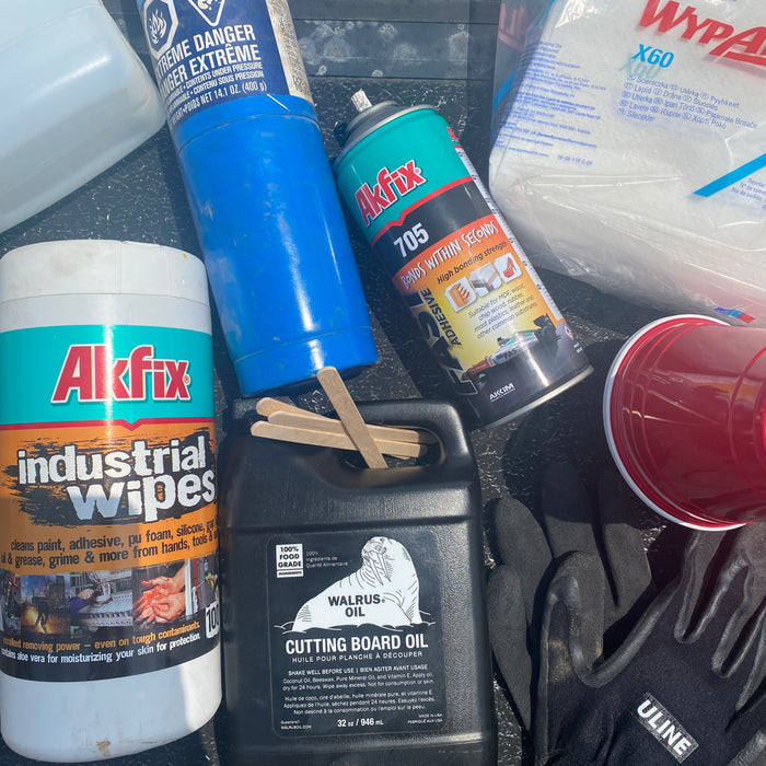A variety of different products that can be useful to have in your do-it-yourself garage shop for epoxy and woodworking artisans 