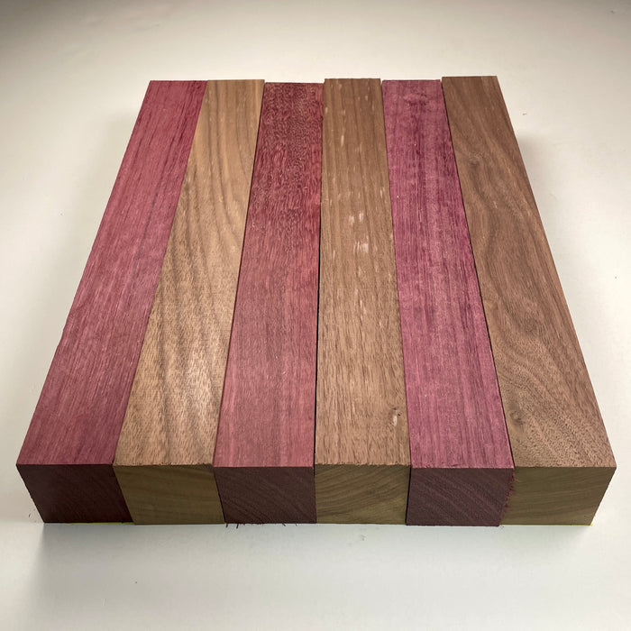12" x 9" Walnut + Purpleheart Butcher Block Strip Pack