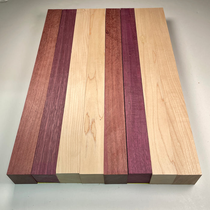 18" x 12" Maple + Purpleheart Butcher Block Strip Pack