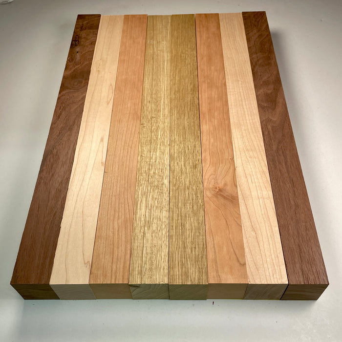 18" x 12" Walnut, Maple, Cherry + Black Limba Butcher Block Strip Pack