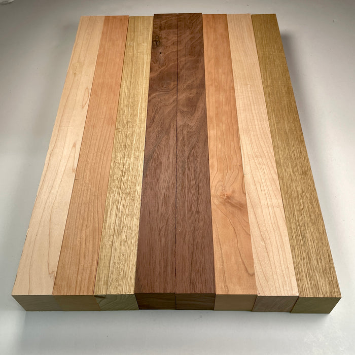 18" x 12" Walnut, Maple, Cherry + Black Limba Butcher Block Strip Pack