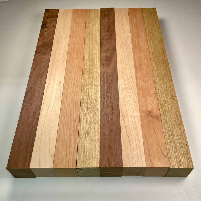 18" x 12" Walnut, Maple, Cherry + Black Limba Butcher Block Strip Pack
