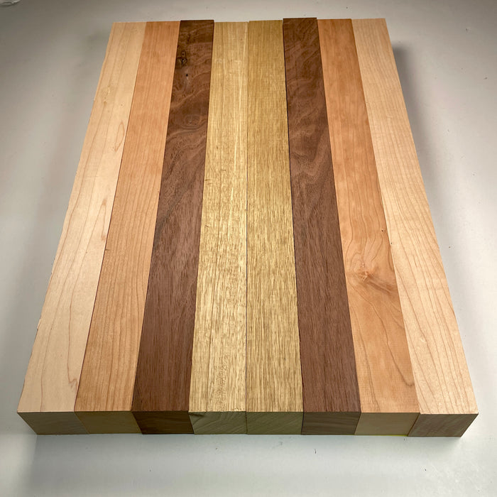 18" x 12" Walnut, Maple, Cherry + Black Limba Butcher Block Strip Pack