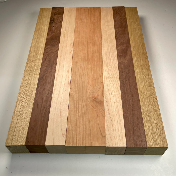 18" x 12" Walnut, Maple, Cherry + Black Limba Butcher Block Strip Pack