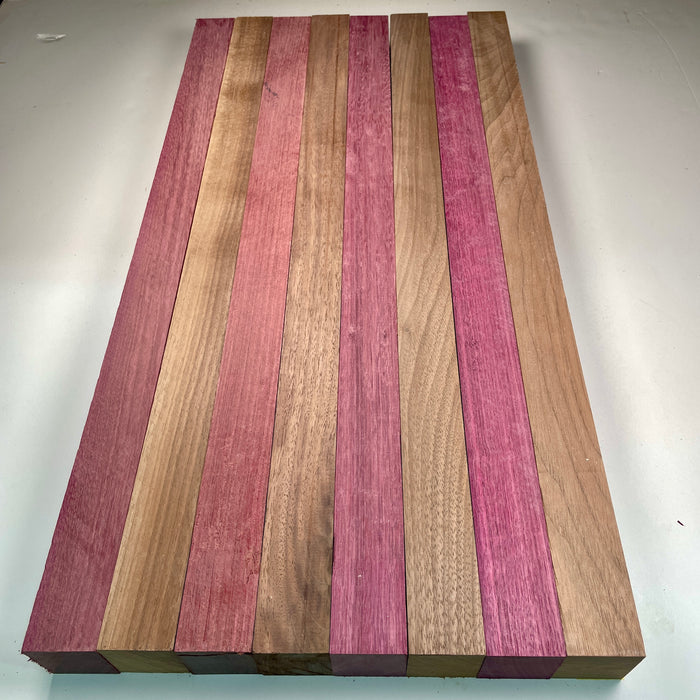 24" x 12" Walnut + Purpleheart Butcher Block Strip Pack