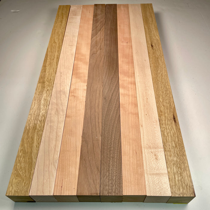 24" x 12" Walnut, Maple, Cherry + Black Limba Butcher Block Strip Pack