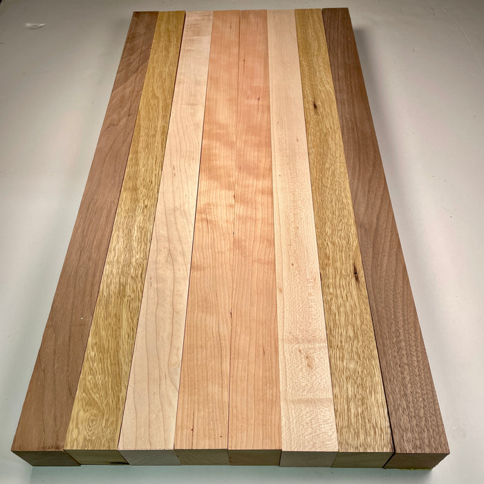 24" x 12" Walnut, Maple, Cherry + Black Limba Butcher Block Strip Pack