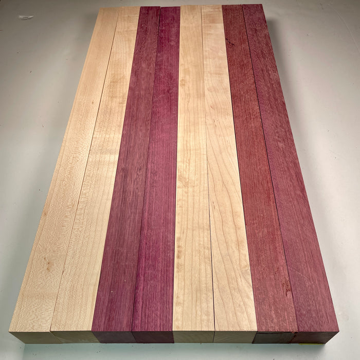 24" x 12" Maple + Purpleheart Butcher Block Strip Pack