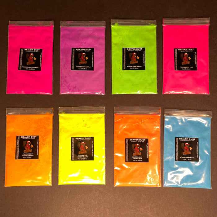 Mica Powder Variety Pack #11 (Fluorescent) - Beaver Dust Pigments