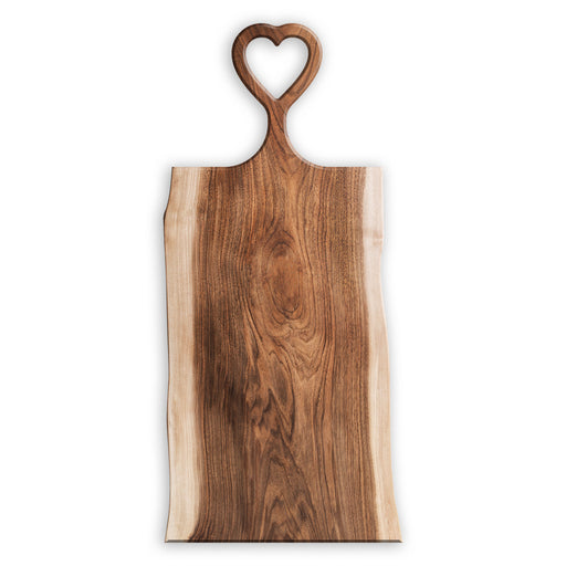 wood cheese board with heart handle