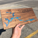 Custom, Jeff Mack Designs epoxy and wood sign featuring The Severn River between Big Chute and Swift Rapids..