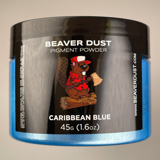 beaver sitting on a log with an axe in its little paws displaying the weight of what is inside the container and company name written on the side