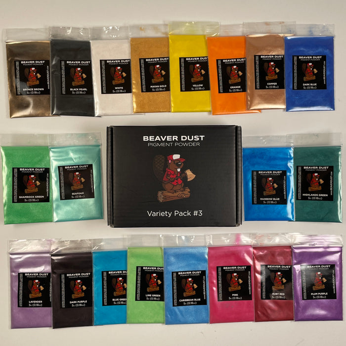 VARIETY PACK 15 (10 COLORS) powder pigment variety packs Black Diamond