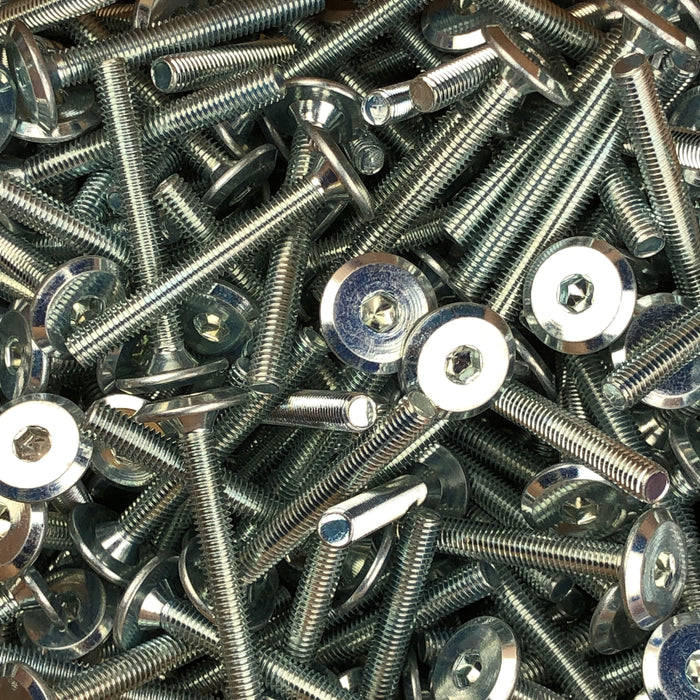 lnog threaded screws in a bin and a marco photo showing how the packs of hundred will come