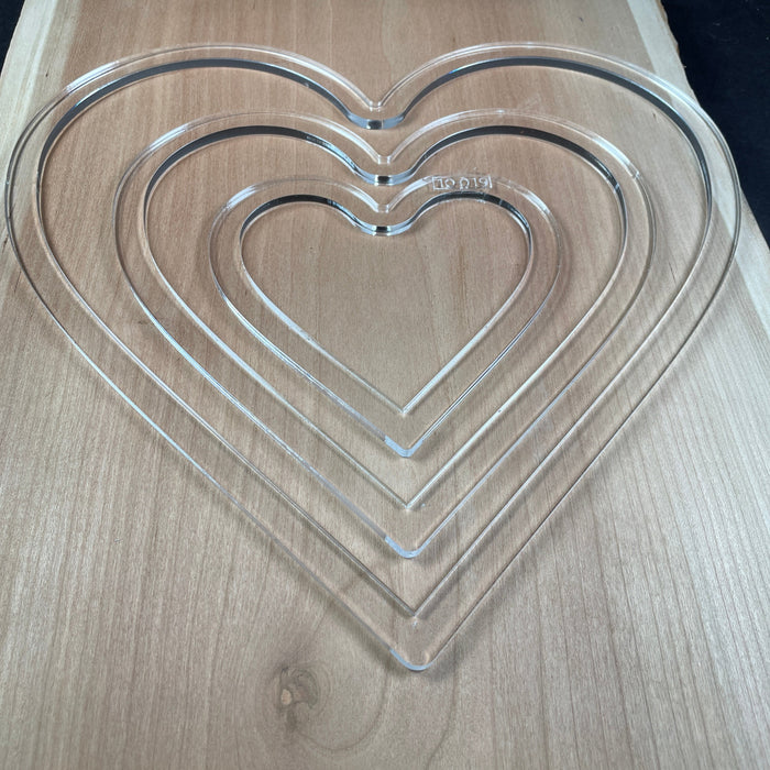 3 Hearts Nesting Trays Valet Tray Router Templates (Clear Acrylic)