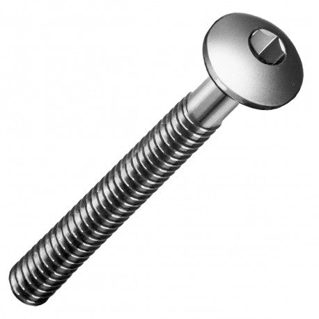 computer rending showing a mushroom rounded head bolt with threads going up from the bottom to the top
