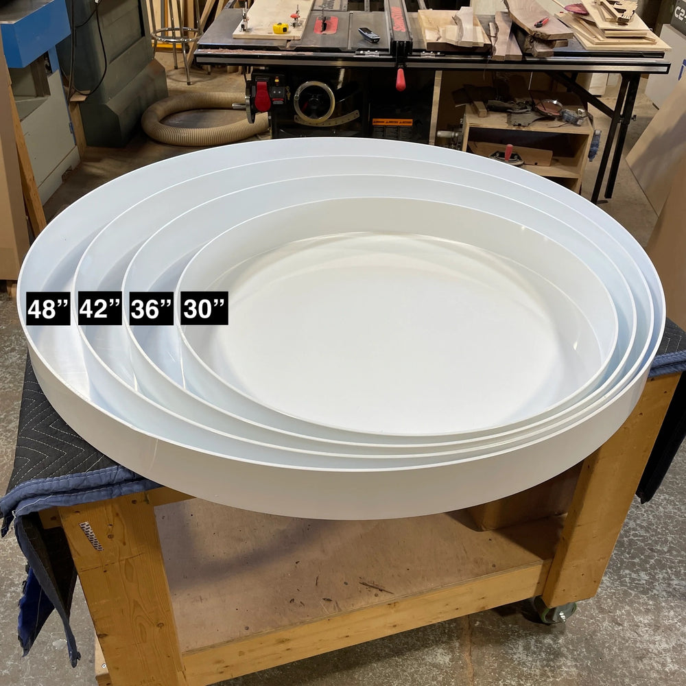 four different size forms all nestled into one another that are circular shaped and can be used for different size DIY resin projects . They are sealed with a welded edge so use your mallet with care when getting your project out of the form